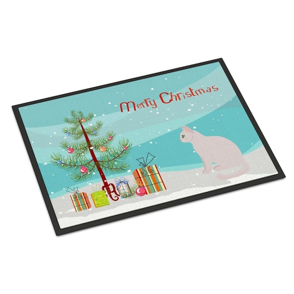 Carolines Treasures 24 x 36 in. Burmilla No.2 Cat Merry Christmas Indoor or Outdoor Mat CK4756JMAT - main
